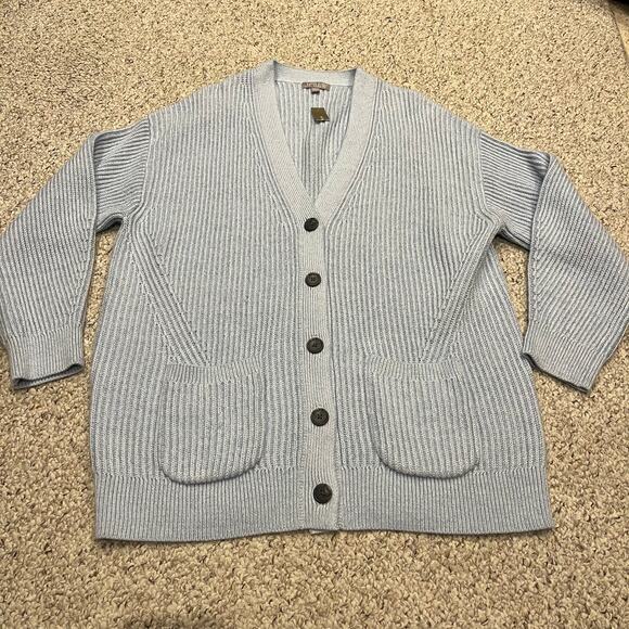 J. Crew Sweaters - NEW J Crew Ribbed V-Neck Cardigan Sweater XL Light Blue Preppy Classic Casual